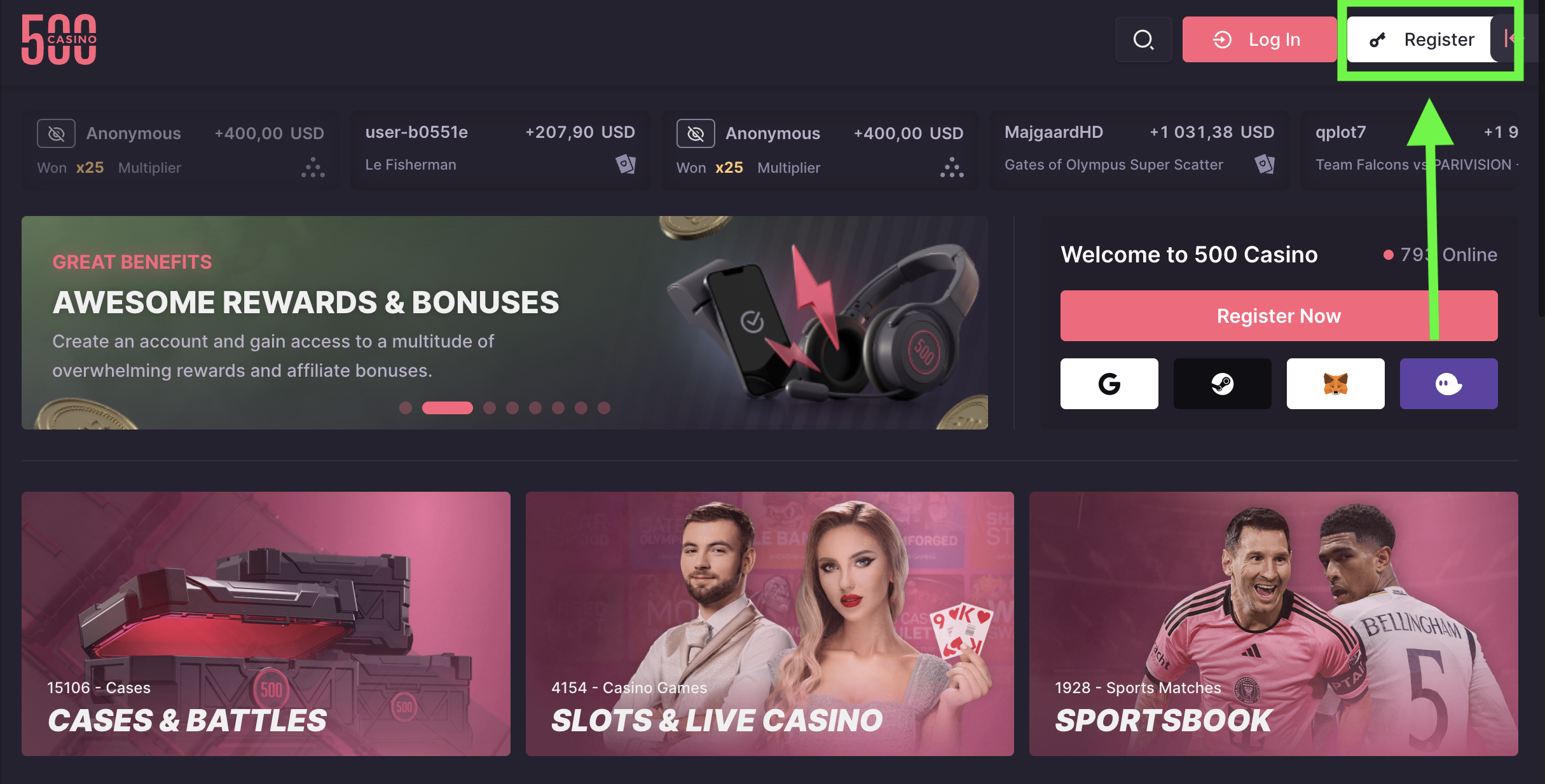 500casino registration