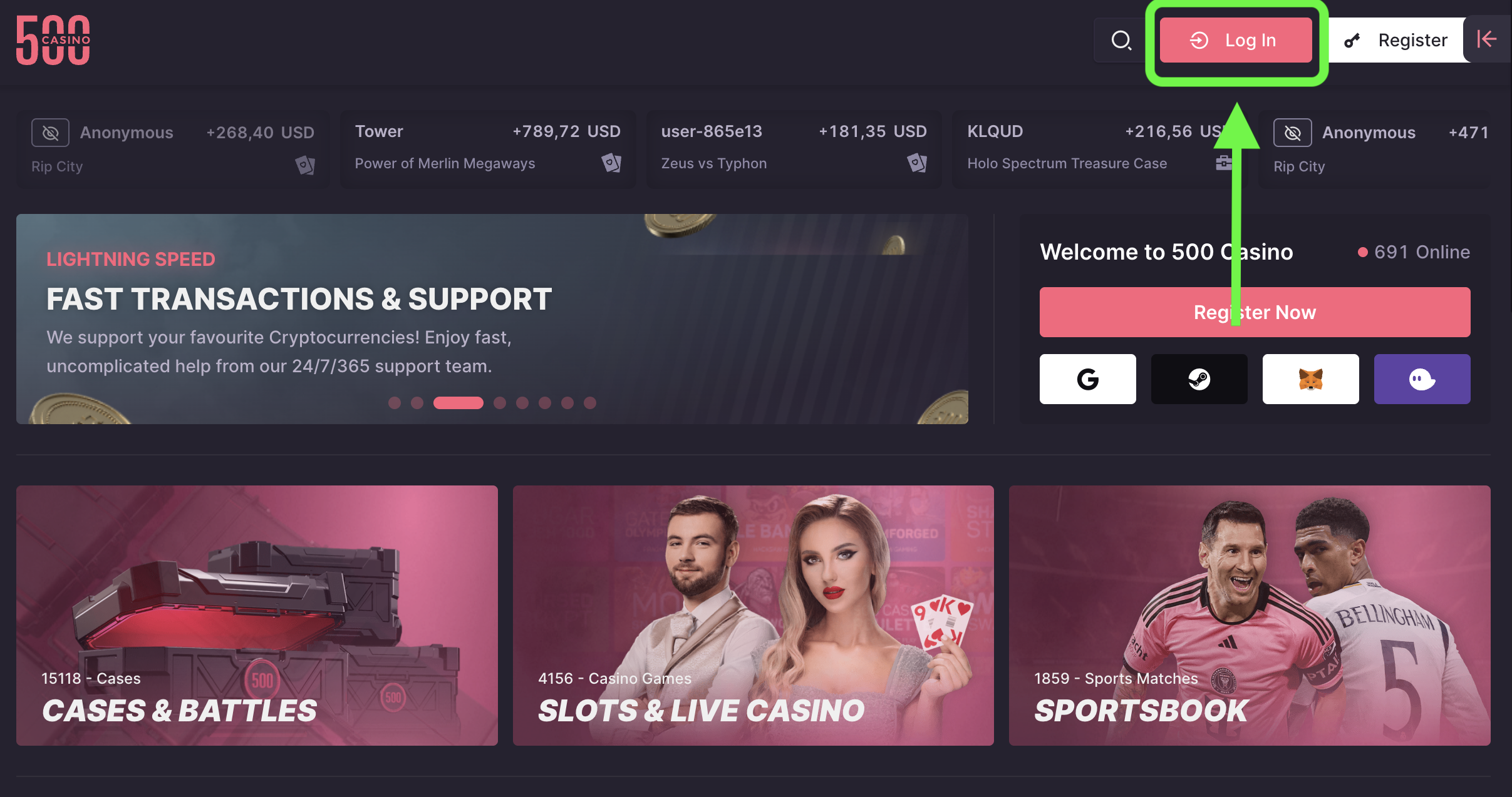500 casino login